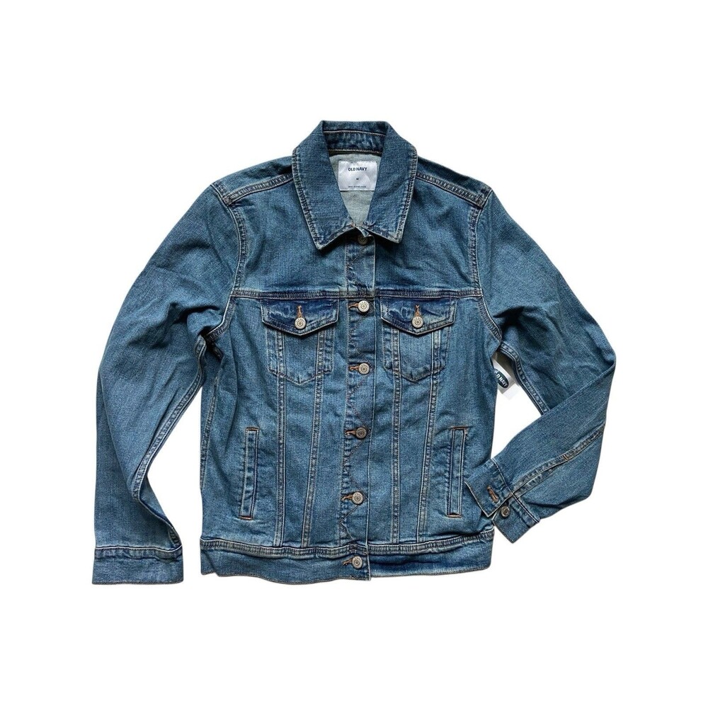 Old Navy Womens Classic Denim Jean‎ Jacket Size M Blue Stretch Trucker Americana